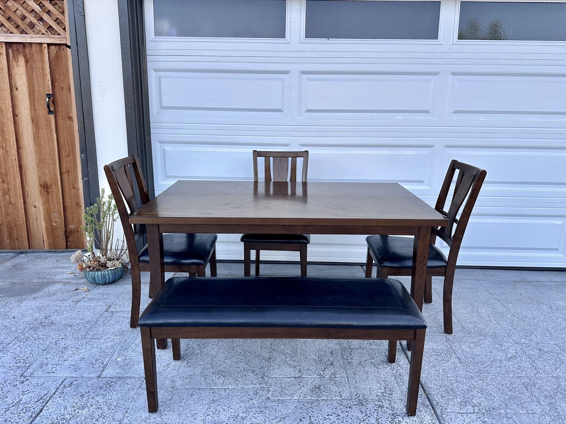 Dining Table With 3 Chairs And A Bench