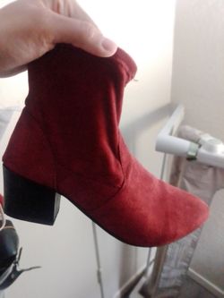 Red ankle boots