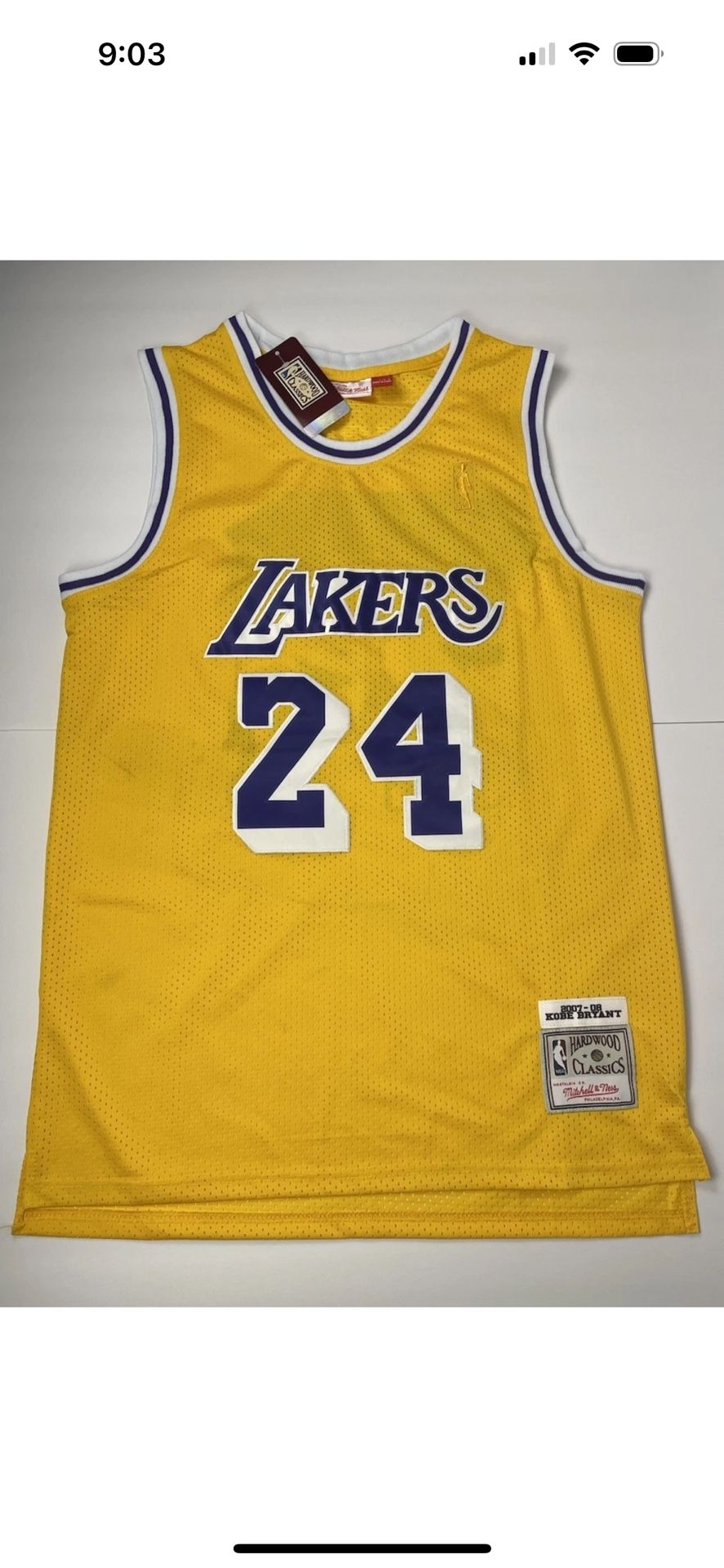 Kobe Bryant Lakers Classic Gold Jersey Men’s XL