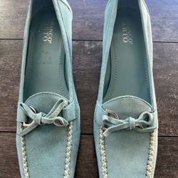 FRANCO SARTO BABY BLUE SUEDE KITTEN HEEL SHOE SIZE 7M