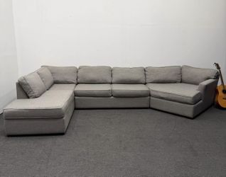Living Spaces Gray Aspen Sectional Couch with Right Arm Facing Cuddler Chaise, We deliver.