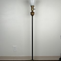 Vintage Floor Lamp Milk Glass Cover Metal Base 