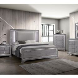 Gray Queen Bed Frame With LED Light