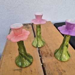 Vintage ceramic flower-shaped candle holders
