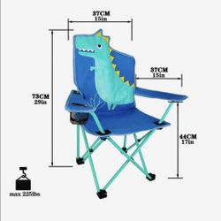 Kids Outdoor Folding Lawn and Camping Chair with Cup Holder,Dinosaur Camp Chair  Product Dimensions 17"D x 15"W x 29"H