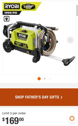 RYOBI 1900 PSI 1.2 GPM Cold Water Wheeled Corded Electric Pressure Washer