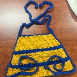 BLUE AND YELLOW HAND CROCHET WOMENS HALTER TOP💛💙