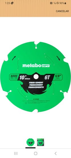 Metabo HPT 10-inch Fiber Cement Blade, 6 Teeth, High-Performance Industrial Tungsten Carbide, PTFE Coating, Laser-Cut Expansion Slots, 115764M