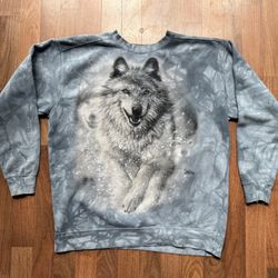 The Mountain Colin Bogle 2013 White Wolf Tye Die Blue Sweatshirt XL EUC