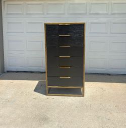 6 Drawer Black & Gold Tall Dresser [FREE Delivery🚚]