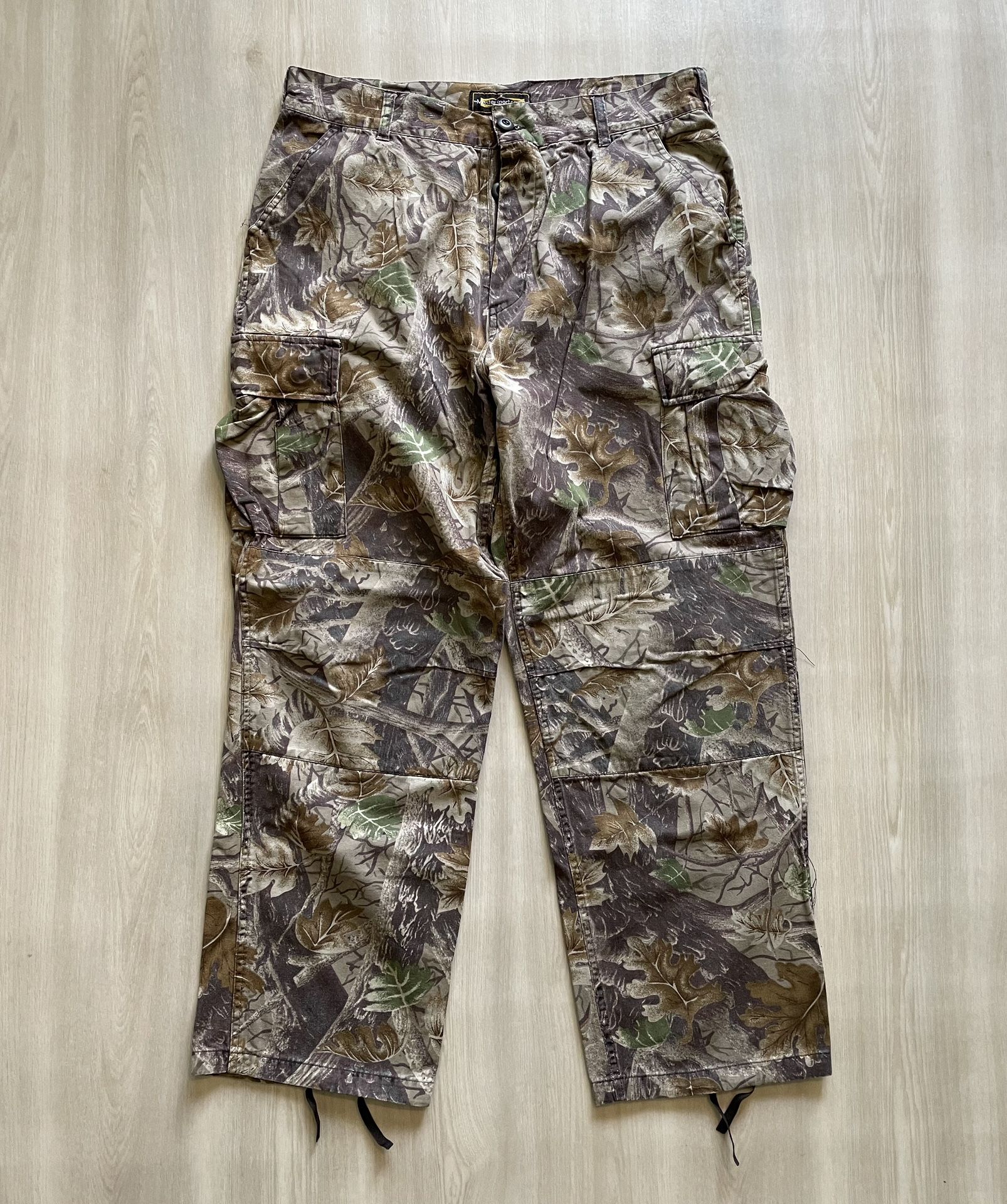 Vtg 90s Master Sportsman Camo Cargo Pants Hunting Realtree Baggy/Wide Leg Sz L