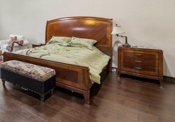 King wooden bed headboard & frame