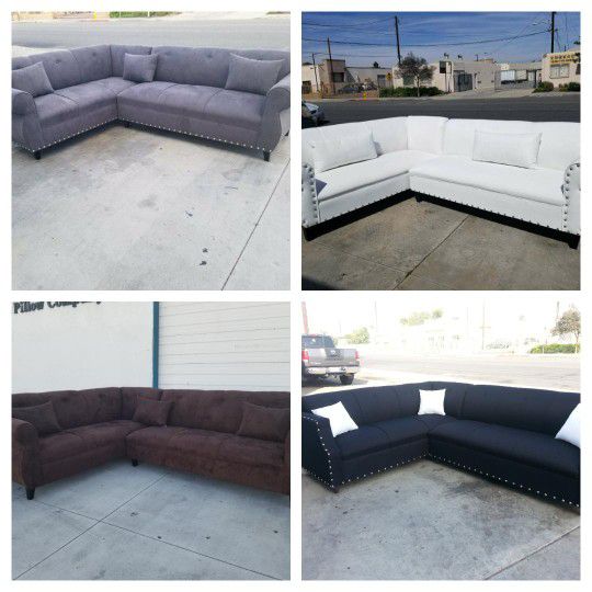 Brand NEW 7X9FT SECTIONAL Sofas WHITE LEATHER, GREY, BLACK And BROWN Microfiber  Sofas, COUCH