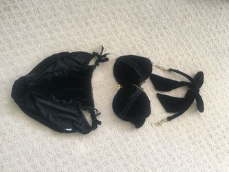 NEW black velvet bra+panty set