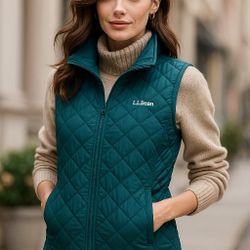 L.L. Bean Teal Quilted Fleece Vest – Classic Outdoor Style, Cozy Layer, Women’s Size L