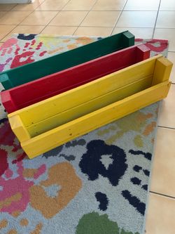 Painted Wood Wall Ledge Shelves Set of 3