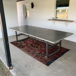 Concrete Dining Table - 10 Ft W Custom Steel Base 