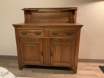 Vintage Oak Sideboard Cabinet