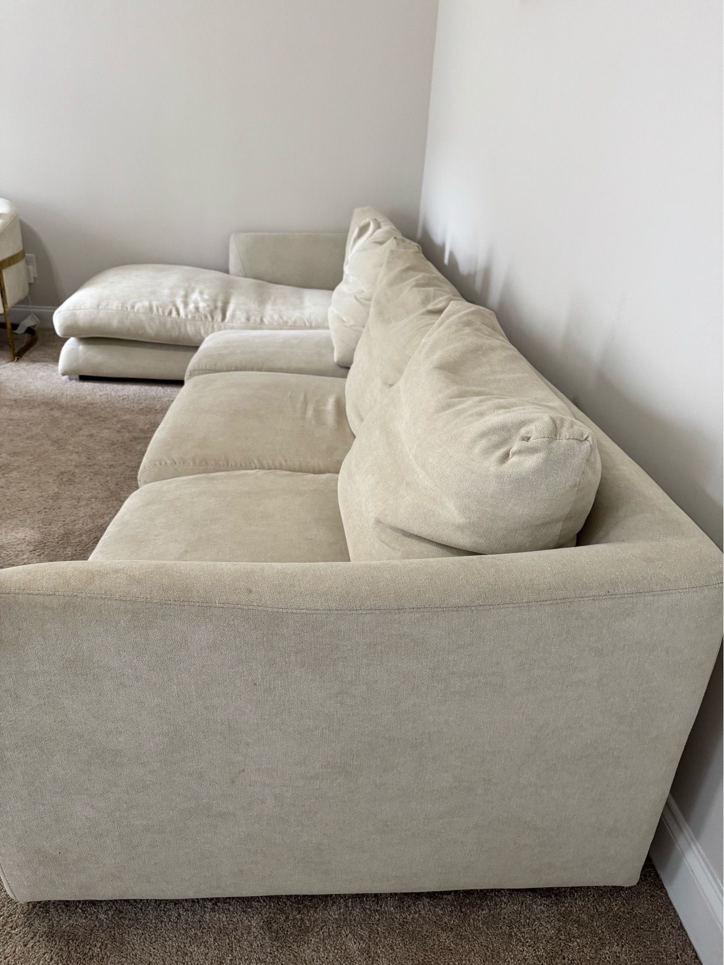 3 seater modern Cream Sectional Sofa with Chaise – Good Condition