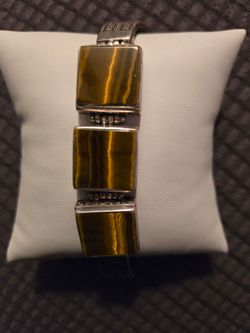 7" vintage modernist Sterling Silver tiger eye link bracelet Culver City area