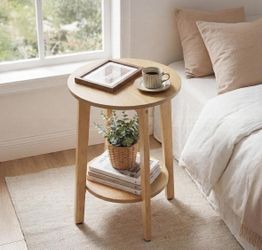 Two Modern Round Wood Side Table / Plant Stand – $35