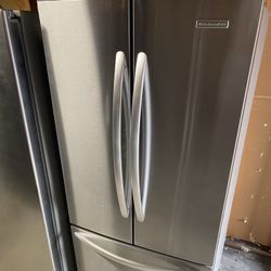 Kitchen Aid French Doors With Water And Ice  Stainless Steel Refrigerator 