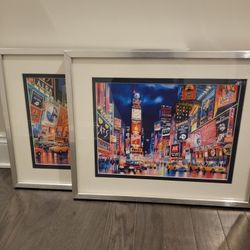 2 Times Square NY City Prints In Frames