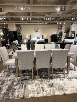 Highly contemporary design marble look dining set w/upholstered chairs