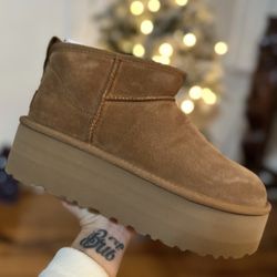 New Authentic Ugg Ultra Mini Platform Boots Chestnut Womens 7