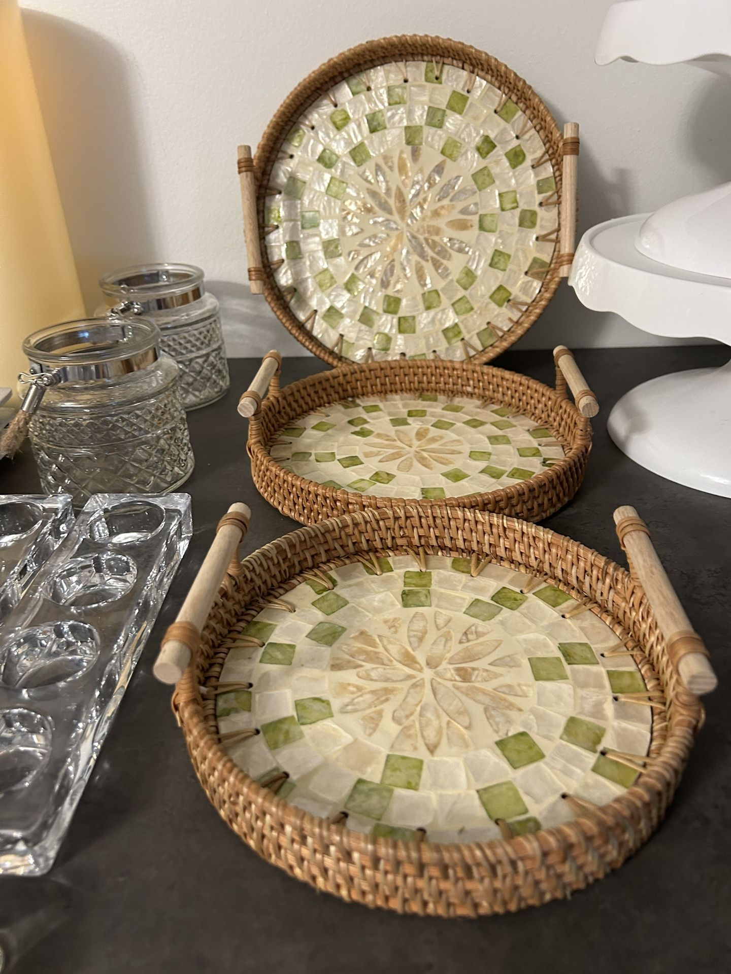 Rattan Trays Set Of 3