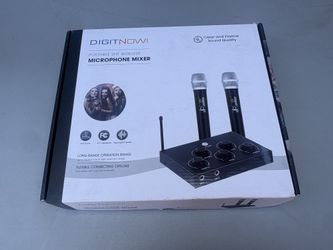 DIGITNOW! Portable Karaoke Microphone Mixer System Set with Dual UHF Wireless