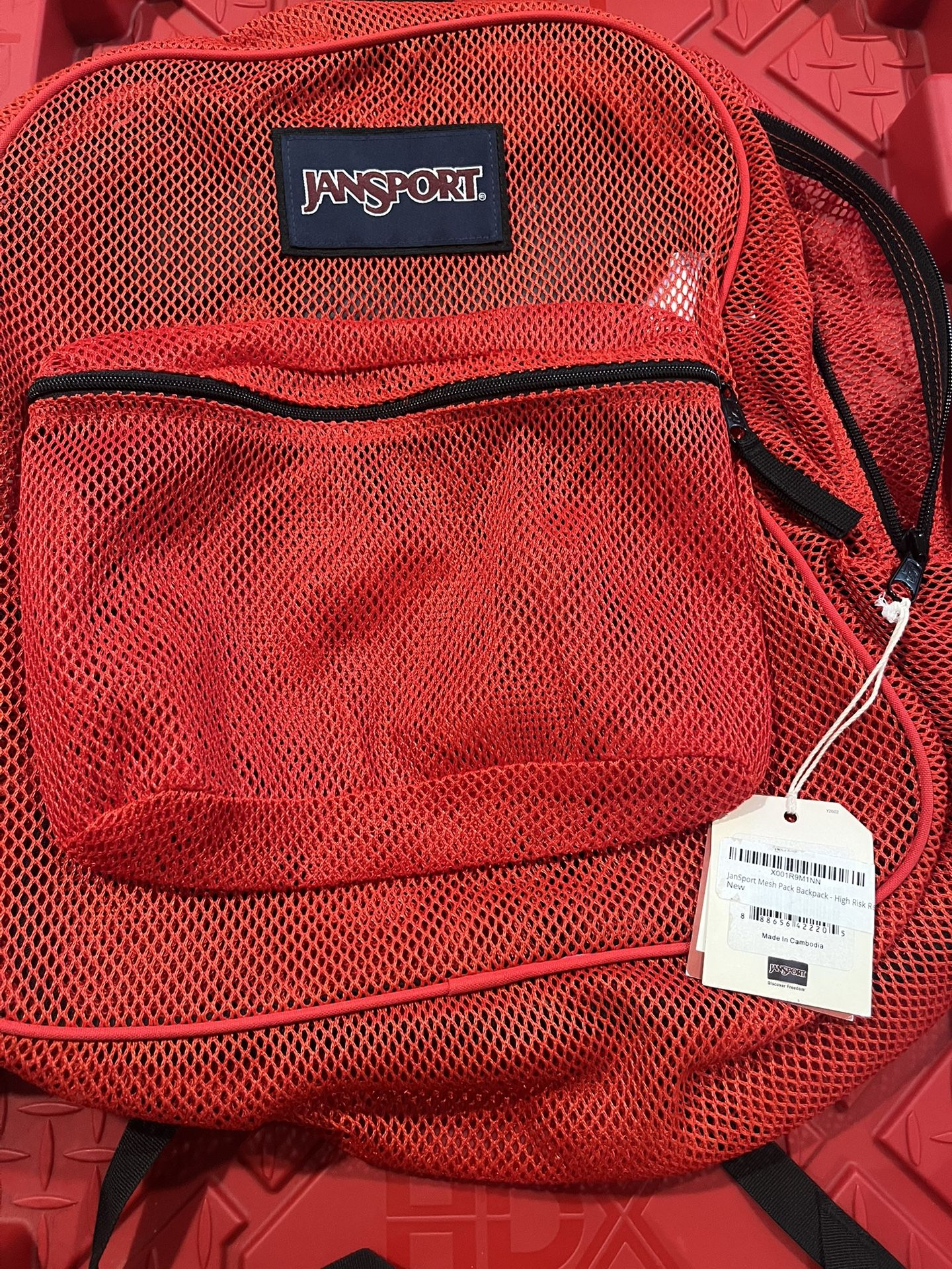Red Mesh Jansport Backpack Brand New With Tag
