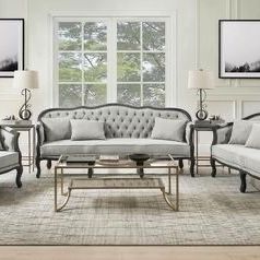 Brand New 2PC Gray Linen Sofa And Loveseat Set