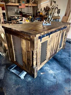 Custom made dog crate furniture.