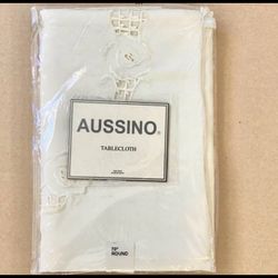 NEW White Fabric Tablecloth 70” Round Aussino Brand Sealed Packaging 
