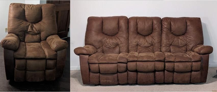 Leather Motorized Couch And Recliner 