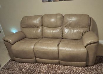 3 Seater Leather Power Reclining Sofa with USB port & Power Headrest