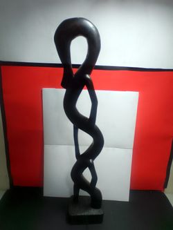 WOOD ABSTRACT ART SCULPTURE 2 Ft Tall