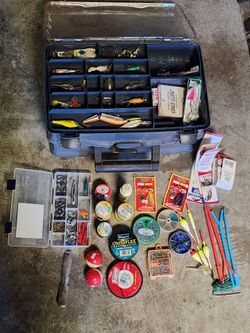 Tackle Box Full Of Lures & power bait & hooks & Wghits & line & More