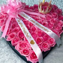 Caja De Corazón Con Rosas
