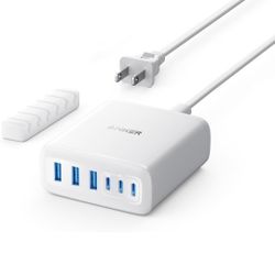 Anker Desktop Charger, Fast Charging USB C Charger with 112W Max 6-Port Desk Accessories 