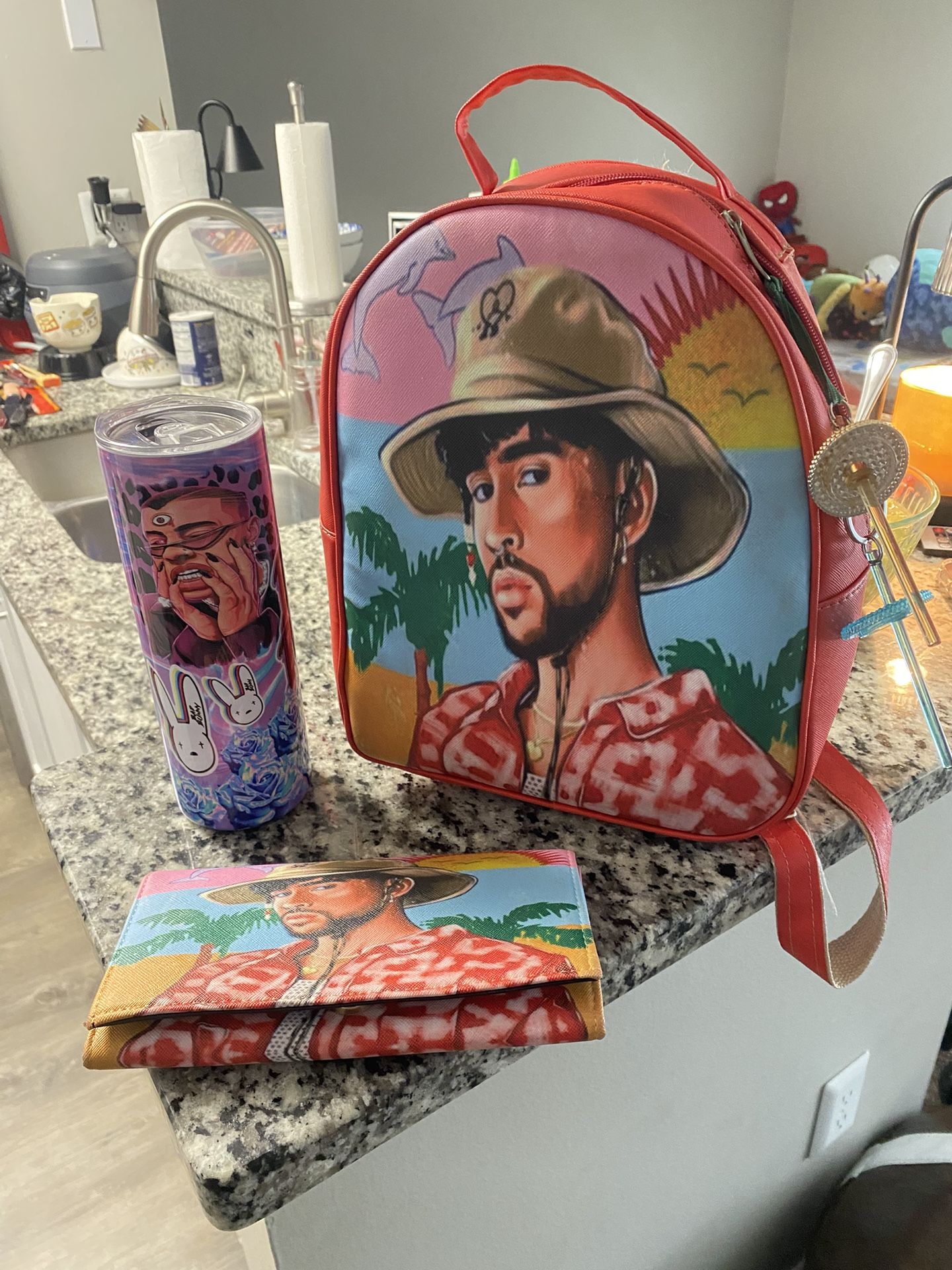 Backpack wallet and cup thermal cup