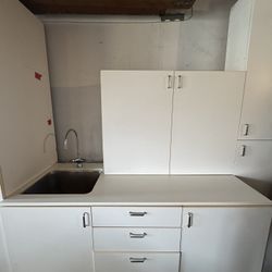 Sink cabinet drawer and shelves