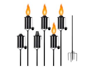 Outdoor Metal Garden Torches, Metal Outdoor Torches, 16 oz, Citronella Torch Lighting with 5-Prong Ground Stake for Garden, Patio & Driveway (Pack