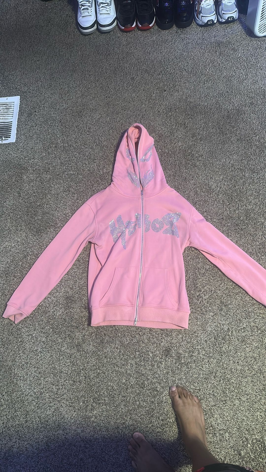 Pink Heroz Rhinestone Full Zip Jacket Size S Can fit A M