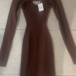 Chocolate Brown Long Sleeve Dress Size S