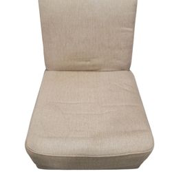 Brown/beige lounge living room chair
23 inches deep
26 inches wide
19 inch back
I have 3 modular chairs just like this one. It is part of a sectional 