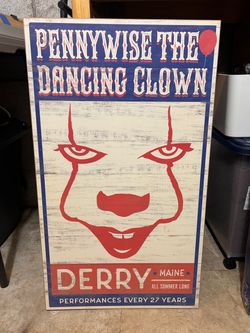 Pennywise wooden sign