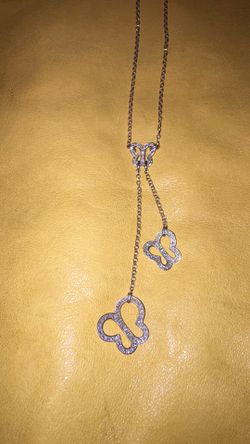 Sterling Silver 925 Diamonds butterfly necklace