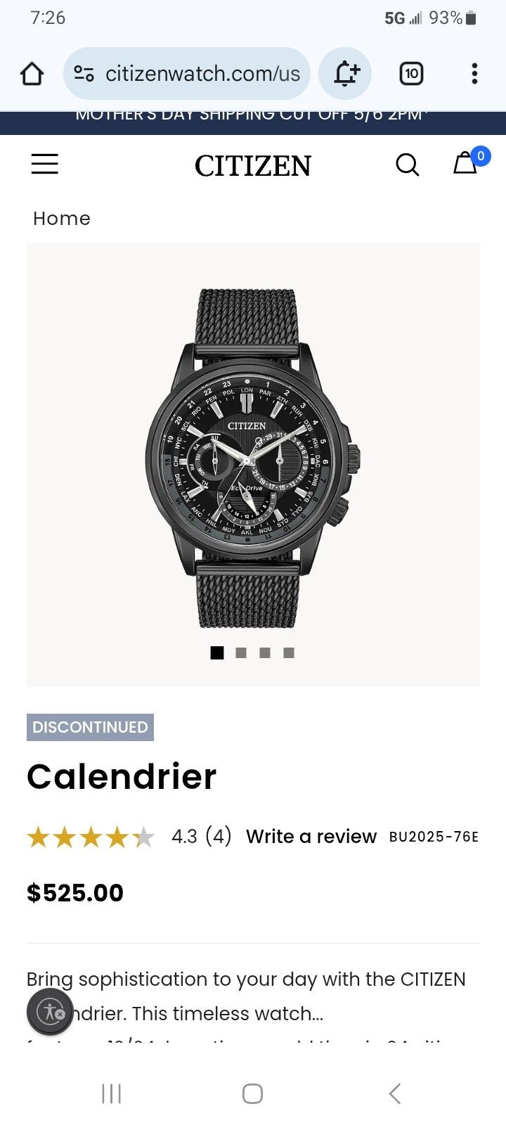 Citizen Eco Drive Calendrier